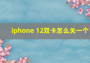 iphone 12双卡怎么关一个